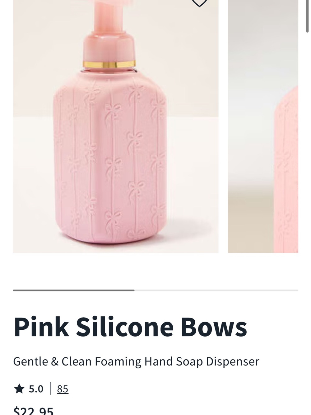 Bath & Body Works Pink Silicone Foaming Soap Dispenser with Bow Texture